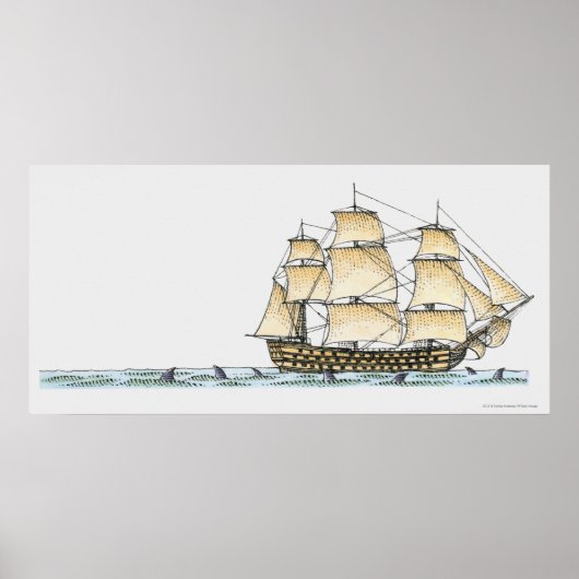Illustratie van het einde van de 18e eeuw oorlogss poster (Voorkant)