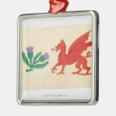 Illustratie van het Engelse Roos, Scottish Thistle Metalen Ornament (Links)