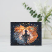 Illustratie van het Gemini Zodiac-teken Briefkaart (Staand voorkant)