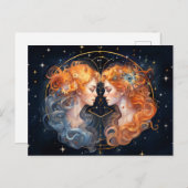Illustratie van het Gemini Zodiac-teken Briefkaart (Voorkant / Achterkant)
