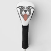 Illustratie van het glimlachen van honden Pitbull Golfheadcover (Voorkant)