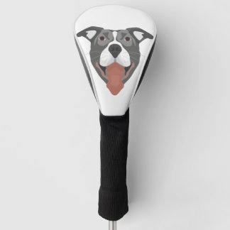 Illustratie van het glimlachen van honden Pitbull Golfheadcover