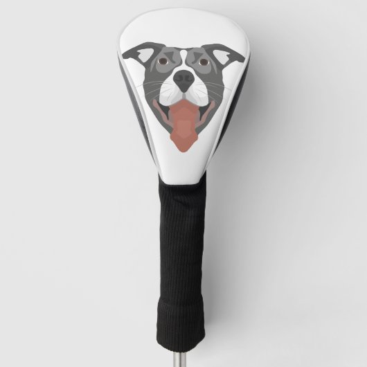 Illustratie van het glimlachen van honden Pitbull Golfheadcover (Voorkant)
