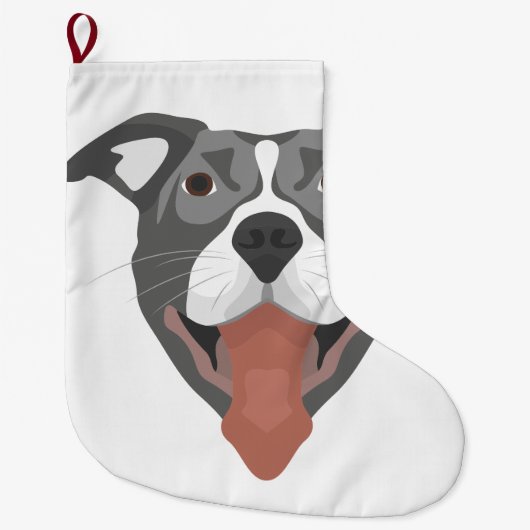 Illustratie van het glimlachen van honden Pitbull Grote Kerstsok (Voorkant)