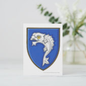 Illustratie van het heraldische vissymbool op het  briefkaart (Staand voorkant)