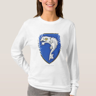 Illustratie van het heraldische vissymbool op het t-shirt