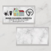 Illustratie van het huis | Reinigingspictogrammen Visitekaartje (Voorkant / Achterkant)