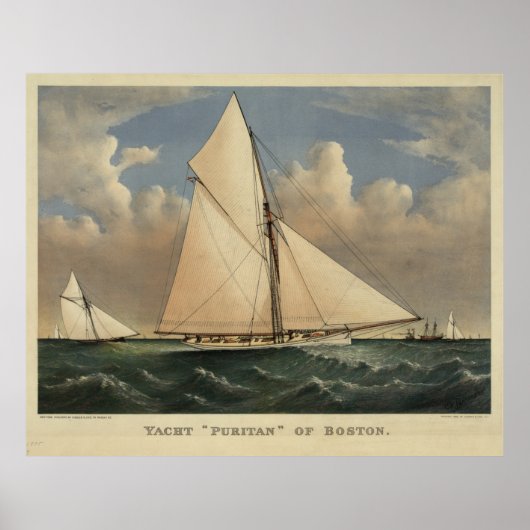 Illustratie van het  jacht Boston Puritan (1885) Poster (Voorkant)