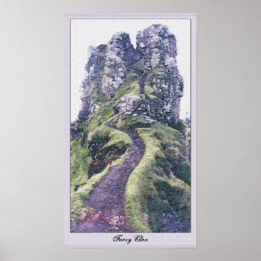 Illustratie van het kasteel van Faery Glen met tek Poster (Voorkant)