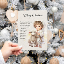 Illustratie van het kindje Jezus en het lam