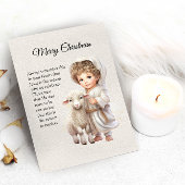 Illustratie van het kindje Jezus en het lam Feestdagenkaart