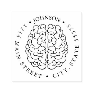 Illustratie van het label "Human Brain Return" Zelfinktende Stempel