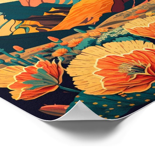 Illustratie van het landschap van de Retro Mountai Poster (Hoek)