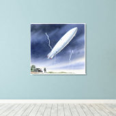 Illustratie van het luchtschip dat wordt getroffen canvas afdruk (Insitu (Houten vloer))