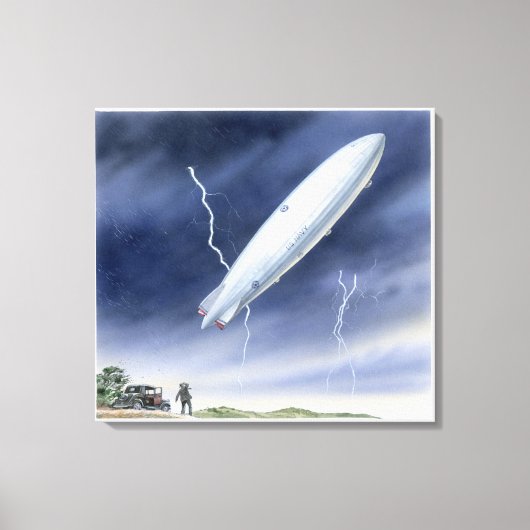 Illustratie van het luchtschip dat wordt getroffen canvas afdruk (Voorkant)