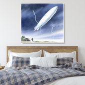 Illustratie van het luchtschip dat wordt getroffen canvas afdruk (Insitu (Slaapkamer))