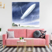 Illustratie van het luchtschip dat wordt getroffen canvas afdruk (Insitu (Woonkamer))