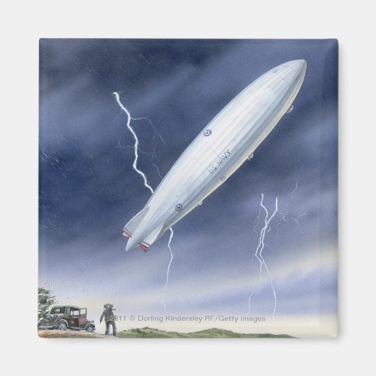 Illustratie van het luchtschip dat wordt getroffen magneet (Voorkant)