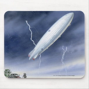 Illustratie van het luchtschip dat wordt getroffen muismat