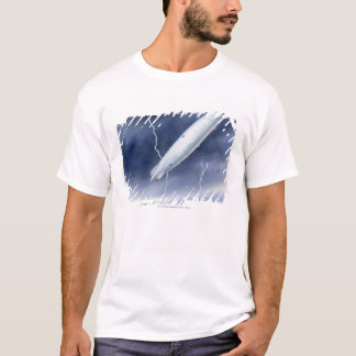 Illustratie van het luchtschip dat wordt getroffen t-shirt