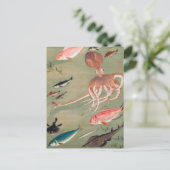 Illustratie van het mariene leven van vissen en in briefkaart (Staand voorkant)