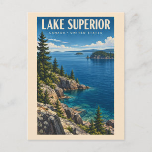 Illustratie van het meer van Superior Reis Kunst V Briefkaart