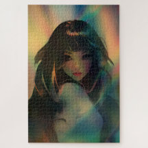 Illustratie van het meisje met de animatiestijl in