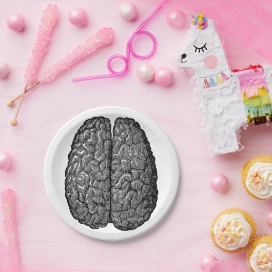  illustratie van het menselijk brein papieren bordje (Feest)