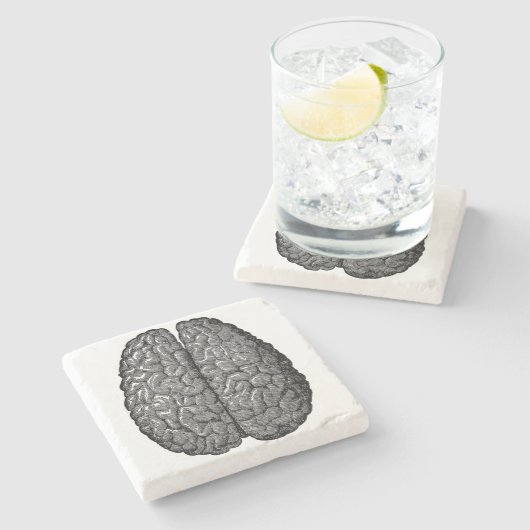  illustratie van het menselijk brein stenen onderzetter (Zijkant)