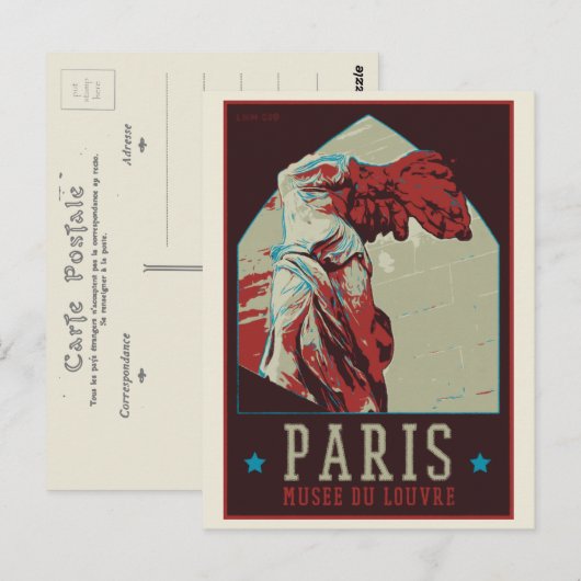 Illustratie van het museum van Parijs Louvre Frank Briefkaart (Voorkant / Achterkant)