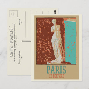 Illustratie van het museum van Parijs Louvre Frans Briefkaart