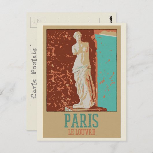 Illustratie van het museum van Parijs Louvre Frans Briefkaart (Voorkant / Achterkant)