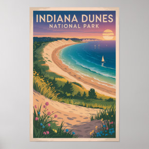 Illustratie van het nationale park Indiana Dunes R Poster