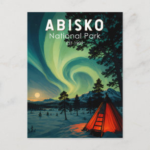 Illustratie van het noorderlicht in Nationaal park Briefkaart