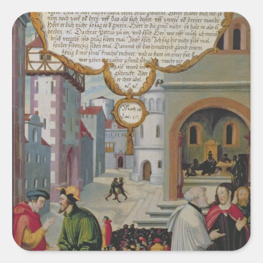 Illustratie van het onderricht van Christus Vierkante Sticker (Voorkant)
