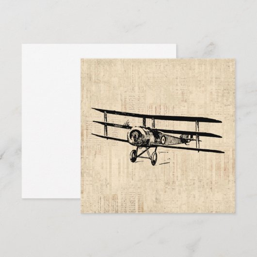  illustratie van het oude Antiek vliegtuig Kaart (Voorkant / Achterkant)