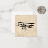  illustratie van het oude Antiek vliegtuig Notitiekaartje (Voorkant / Achterkant in situ)