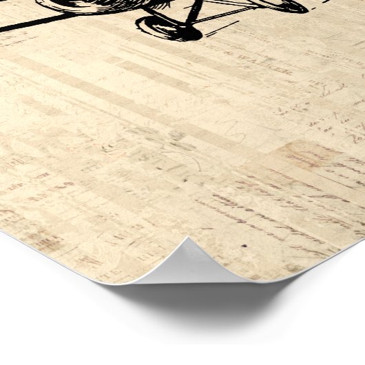  illustratie van het oude Antiek vliegtuig Poster (Hoek)