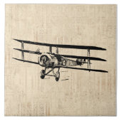 illustratie van het oude Antiek vliegtuig Tegeltje (Voorkant)
