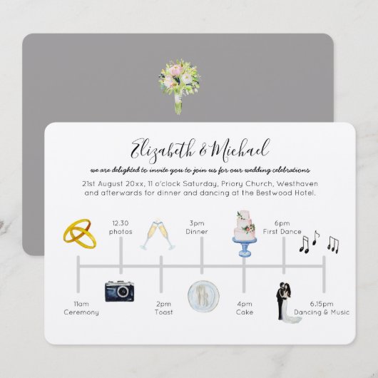 Illustratie van het pictogram voor het uitnodigen  kaart (Voorkant / Achterkant)