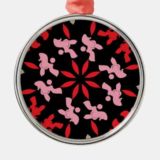 Illustratie van het Poodle-patroon aanpasbaar Metalen Ornament (Voorkant)