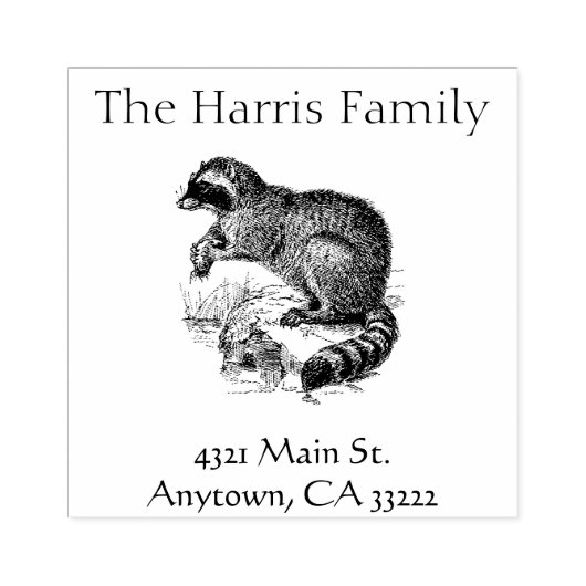  Illustratie van het Raccoon Gepersonaliseerd Rubberstempel (Afrduk)
