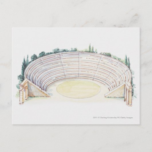 Illustratie van het Romeinse amfitheater Briefkaart (Voorkant)