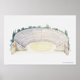 Illustratie van het Romeinse amfitheater Poster