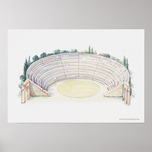 Illustratie van het Romeinse amfitheater Poster (Voorkant)