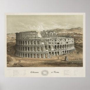  illustratie van het Romeinse Colosseum (1872) Poster