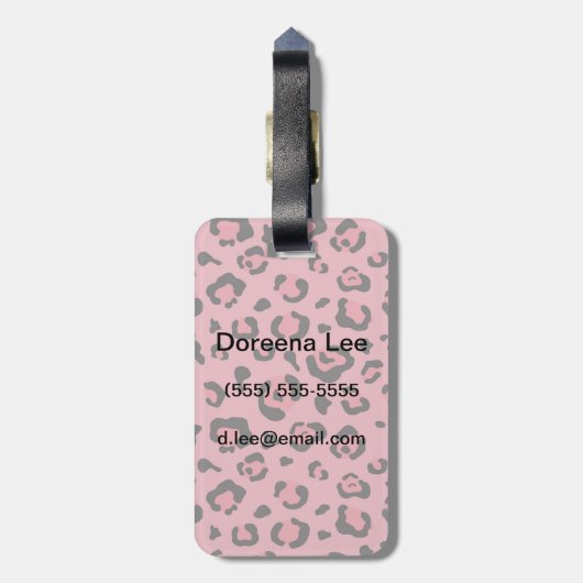 Illustratie van het roze leopard-dier bagagelabel (Achterkant verticaal)