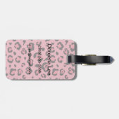 Illustratie van het roze leopard-dier bagagelabel (Achterkant horizontaal)