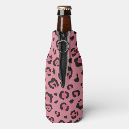 Illustratie van het roze leopard-dier flesjeskoeler (Fles Achterkant)