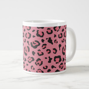 Illustratie van het roze leopard-dier grote koffiekop